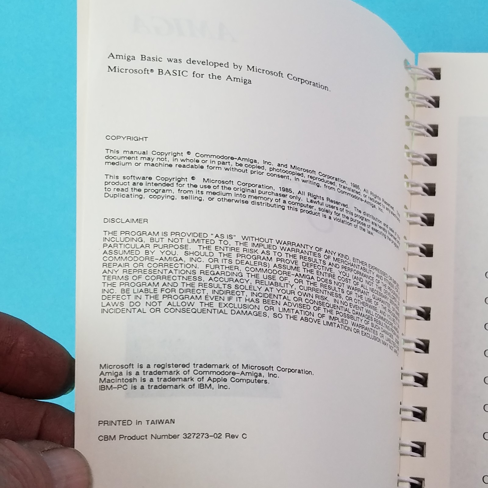 Amiga Basic Book - Vintage Amiga Booklet - Amiga Manual