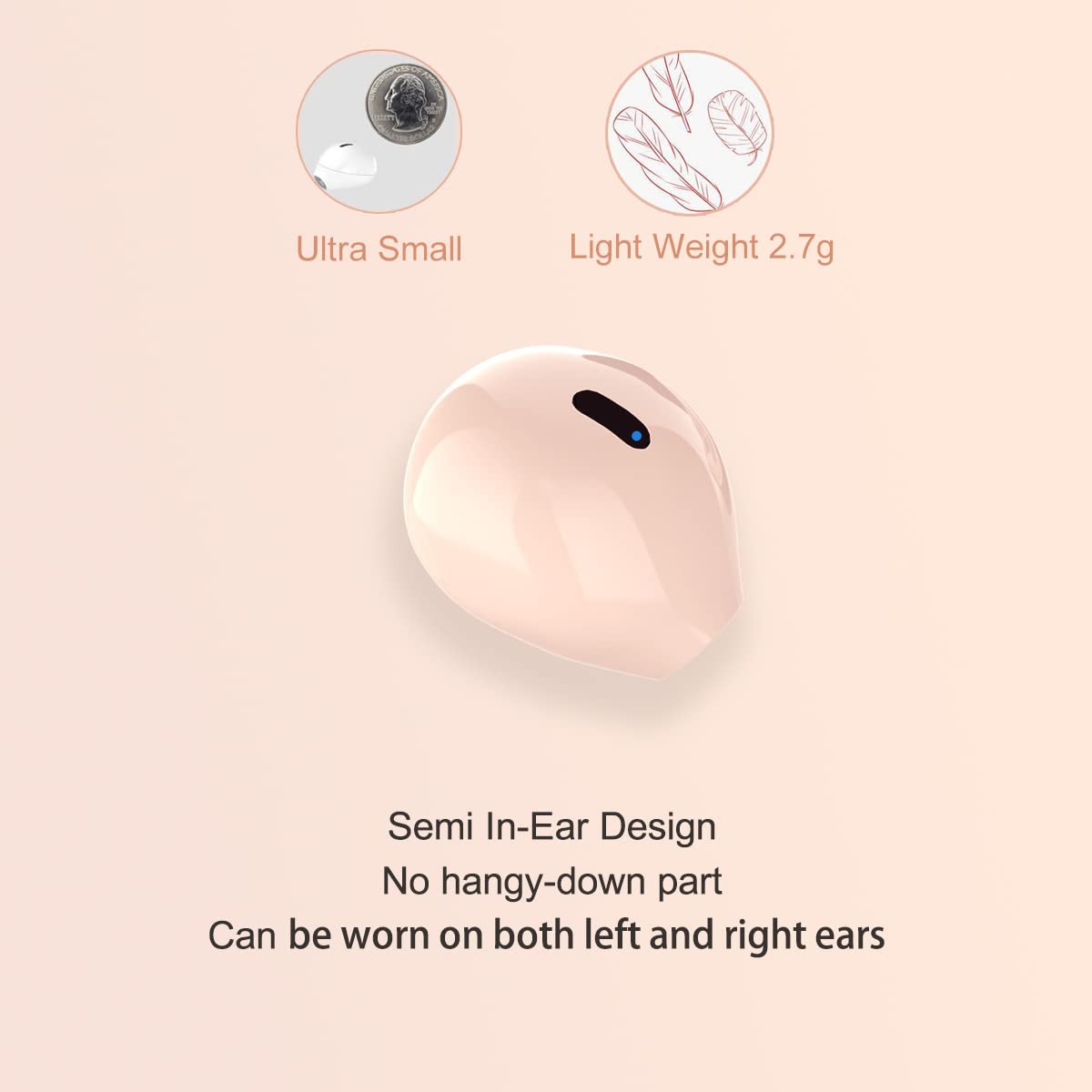 Invisible Bluetooth Earbuds Mini Size | Wireless Earpiece for Small Ear | C