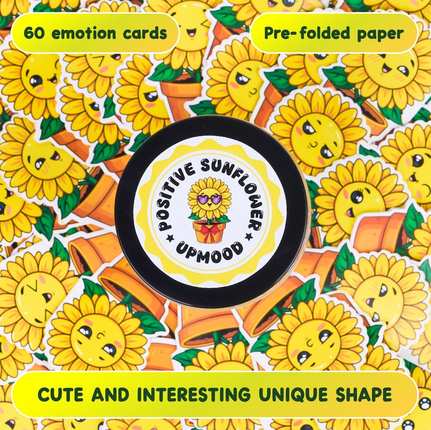 Positive Sunflower Jar – 60 Daily Affirmation Cards with