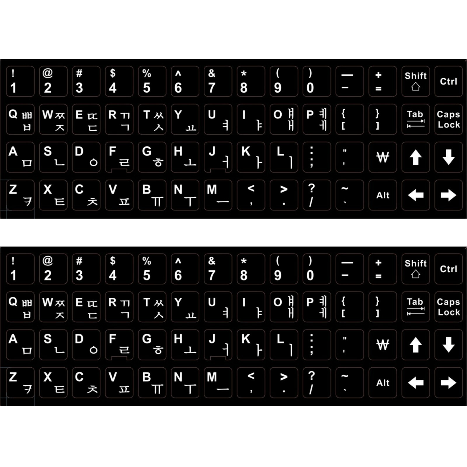 2PCS Korean keyboard stickers Waterproof Replacement Computer Laptop White