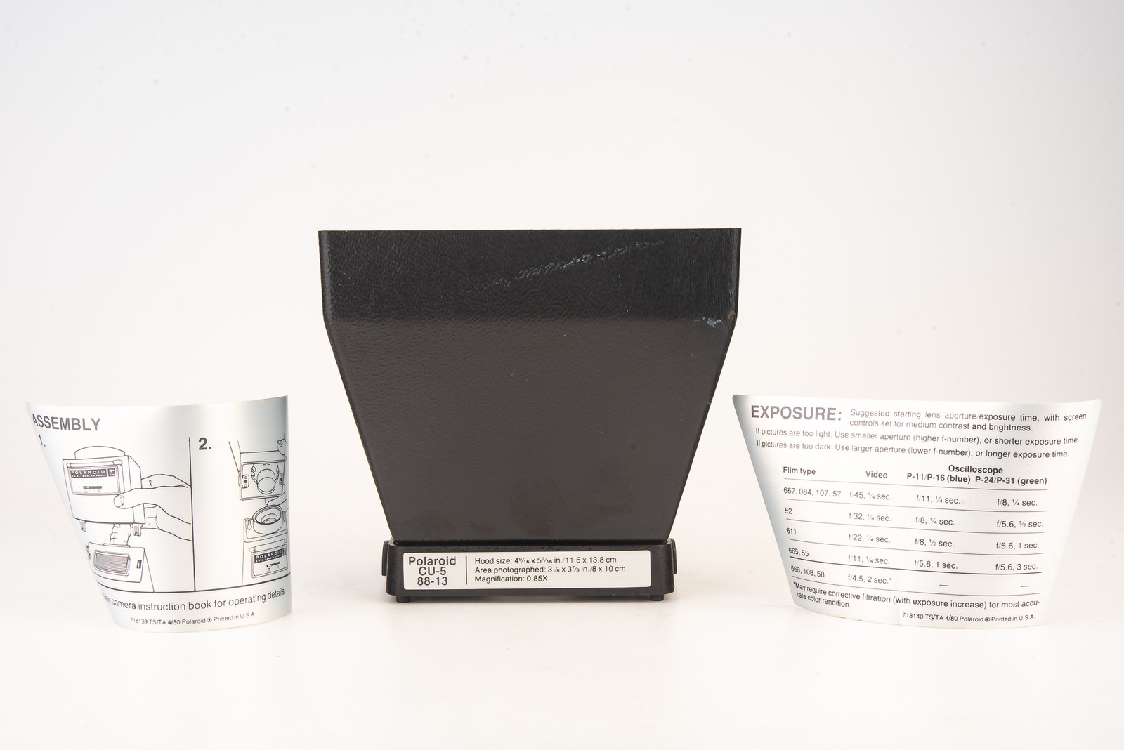 Polaroid CU-5 88-13 1 : 0.85X 13.8x11.6cm Electrophoresis Hood MINT For Gelcam
