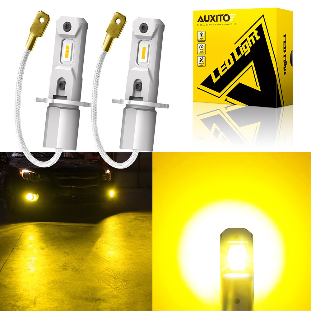 AUXITO H3 LED Front Fog Light Bulbs Yellow 3000K DRL 55W 1:1 Replacing Halogen