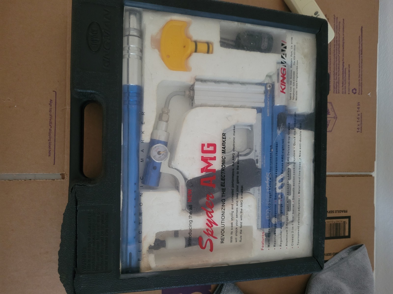 Spyder AMG Classic E Paintball Marker w/Case Blue Untested VTG Kingman