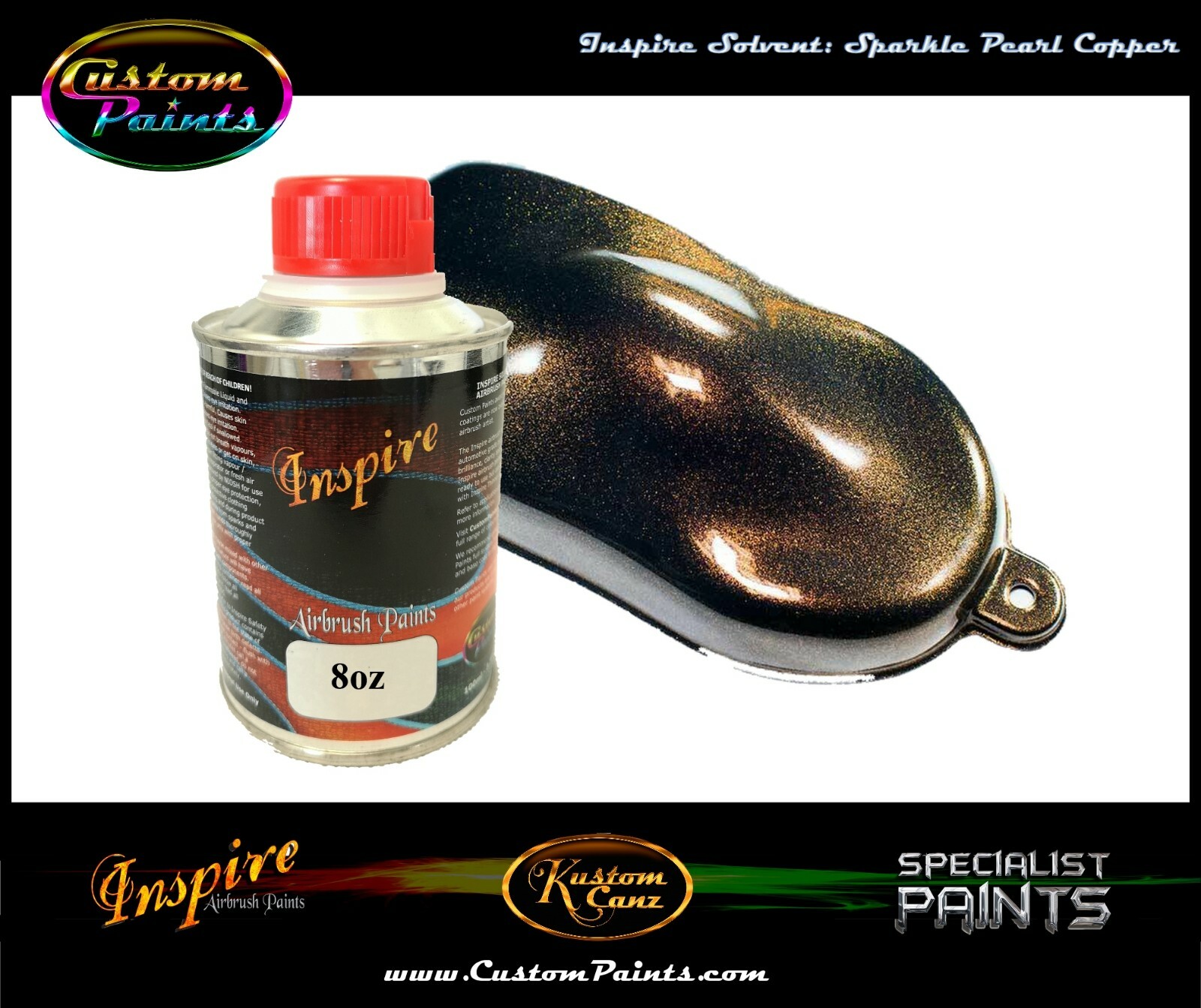 INSPIRE AIRBRUSH SPARKLE PEARL COPPER 8oz (SOLVENT), CUSTOM PAINT, ARTIST