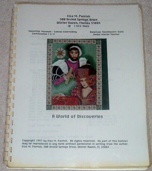 Elsa Parrish American Needlepoint Guild Pattern Book "A World of Discoveries"