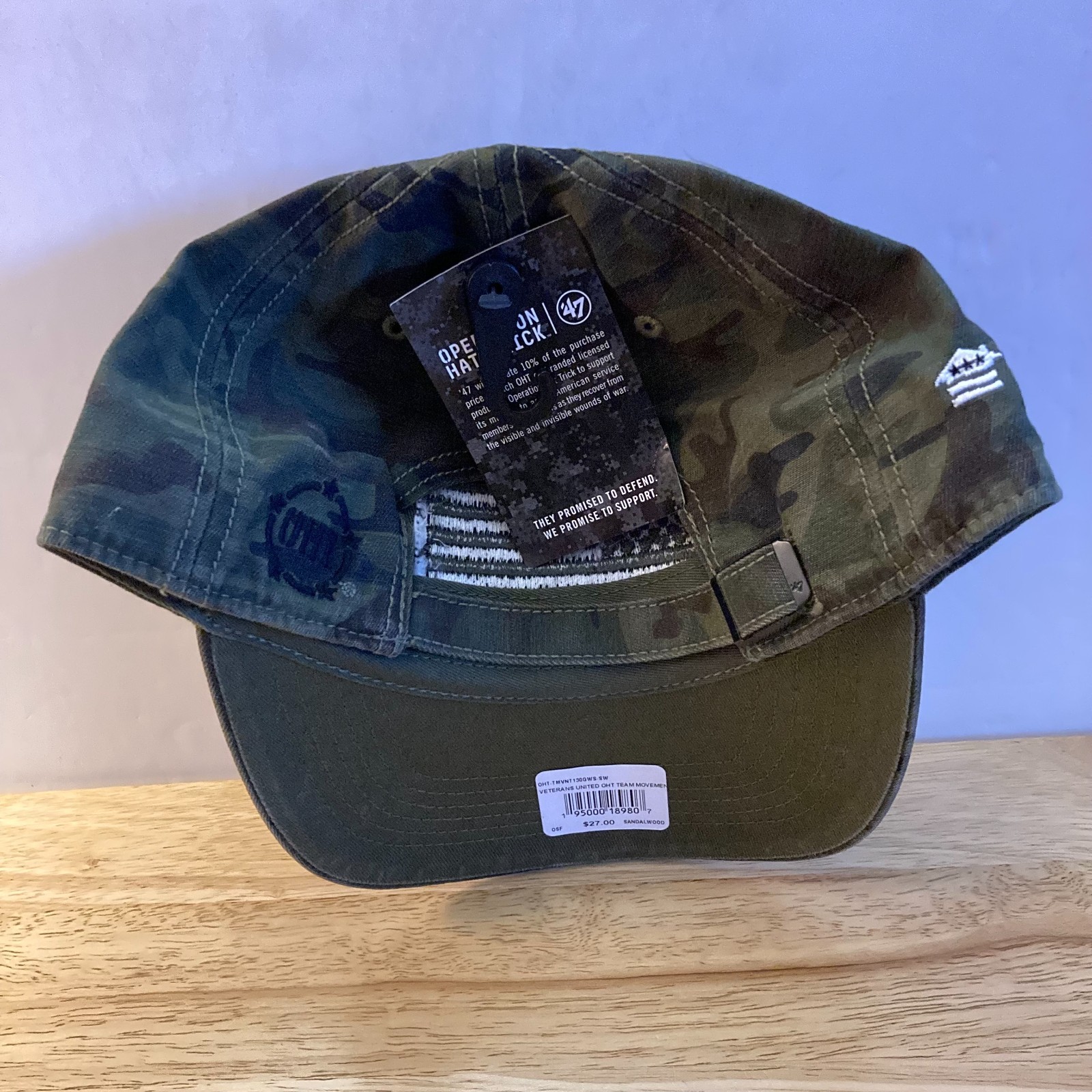 *NWT* OPERATION HAT TRICK '47 Brand "Clean Up" Camo USA FLAG LOGO Adjustable Hat