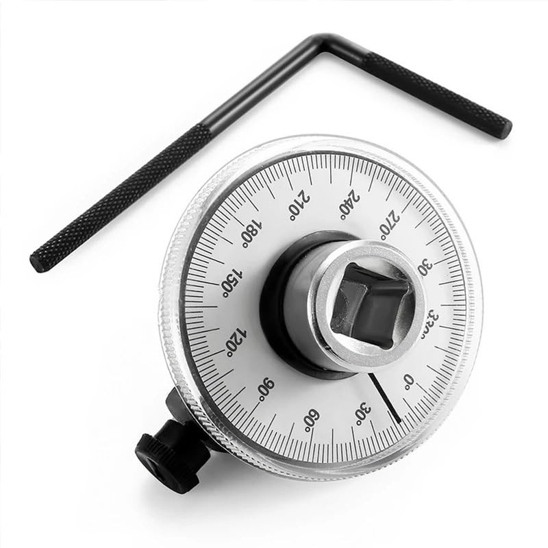 1/2 Inch Torque Wrench Angle Gauge Tool, 360° Adjustable 1/2" Drive Silver