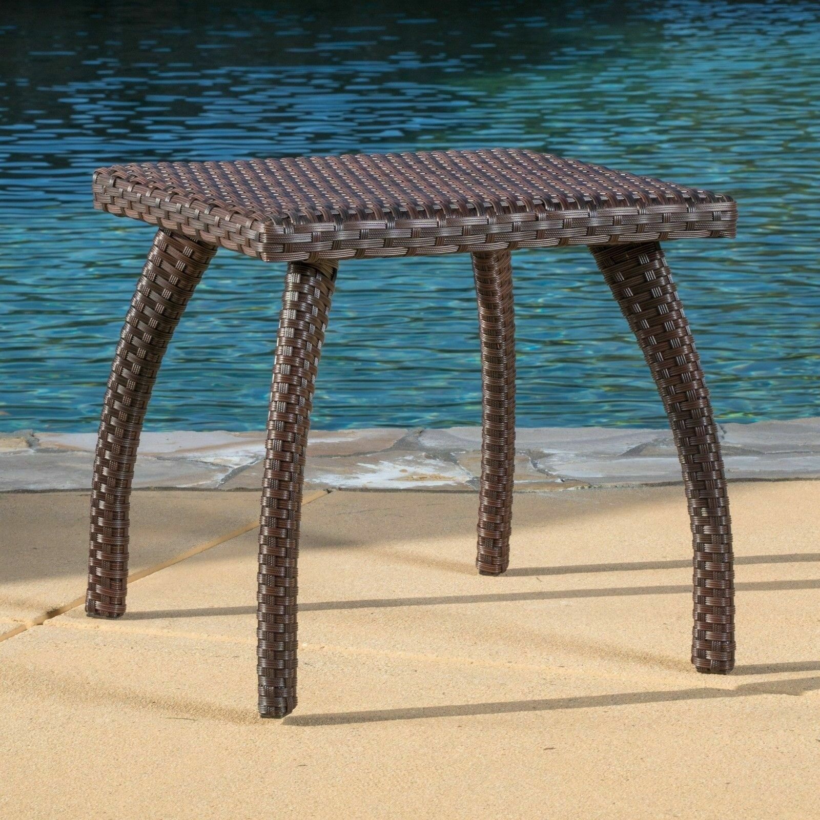 Woodridge Outdoor Brown Wicker Side Table