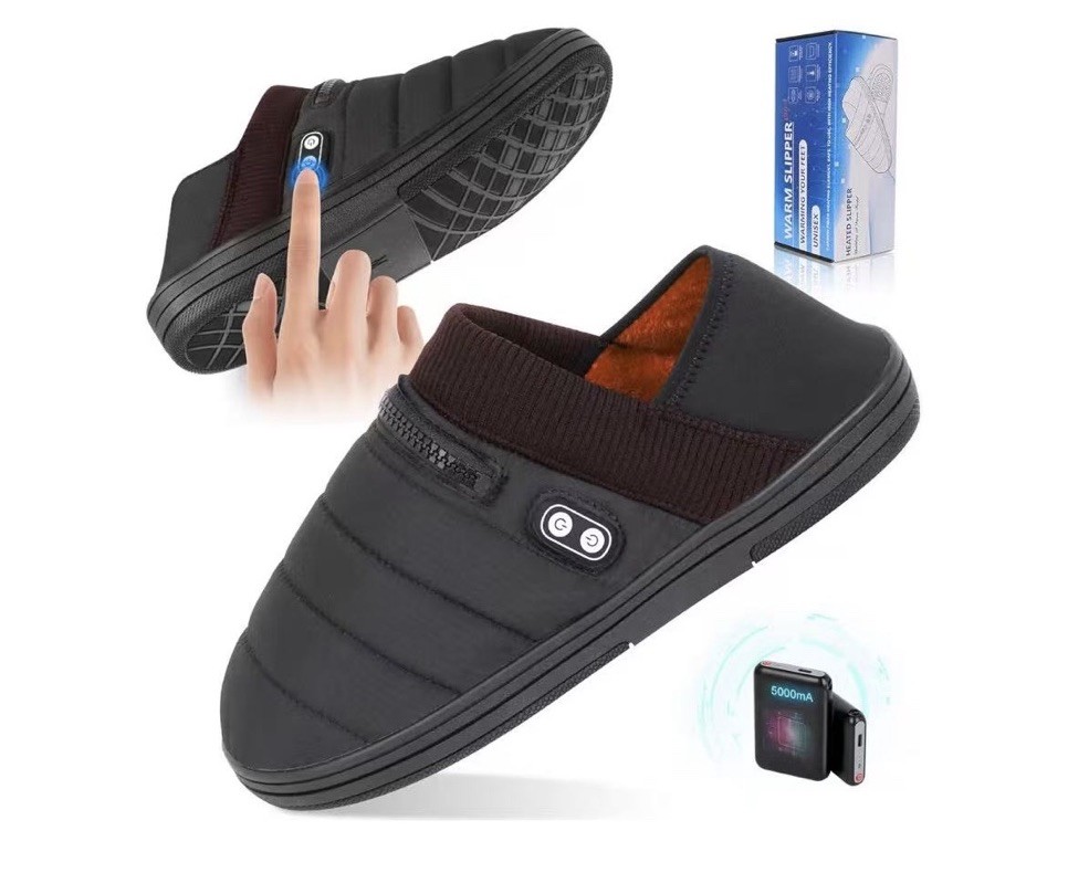 Heated Slippers Unisex Electric Feet Warmer Black inside M:Men 7-8.5/Women8.5-10