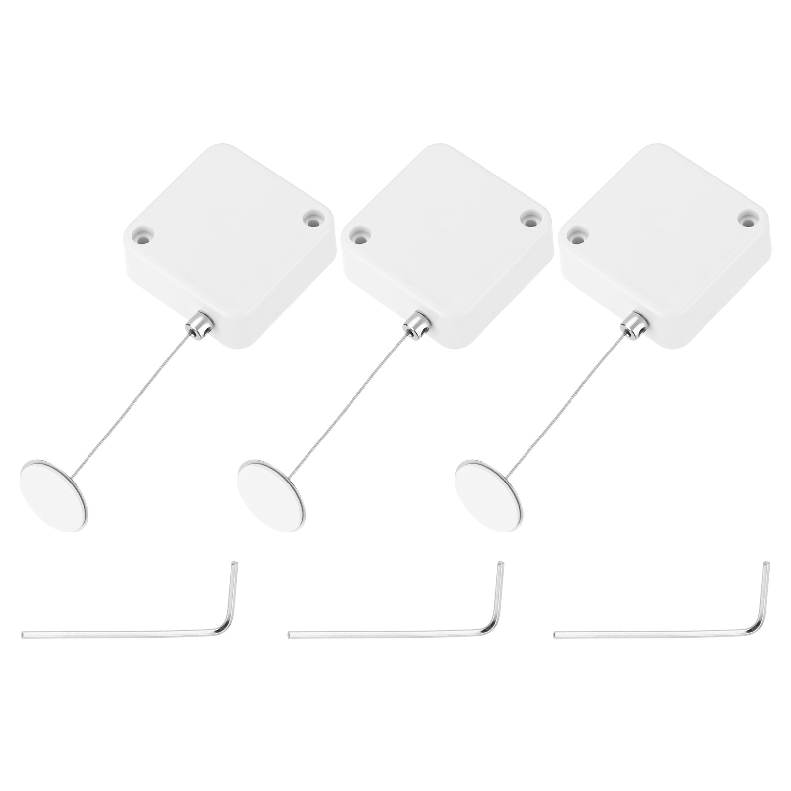 4.9 ft Retractable Cable Security Lock with Round Patch 600g, White, 4 Pack