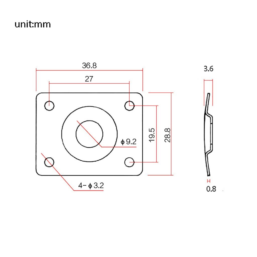 JD.Moon Square Metal 1/4 Output Jack Plate Input Socket Small, Chrome