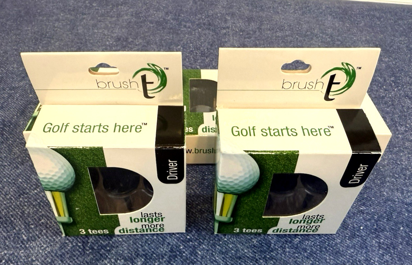5 Packages ~ Brush T~ Driver ~ Golf Tees ~ 3 Tees Per Pack ~ New Old Stock