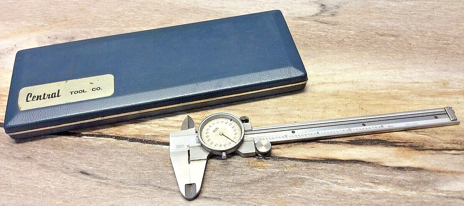 Vintage Central Tool 6" Dial Caliper Stainless steel with case