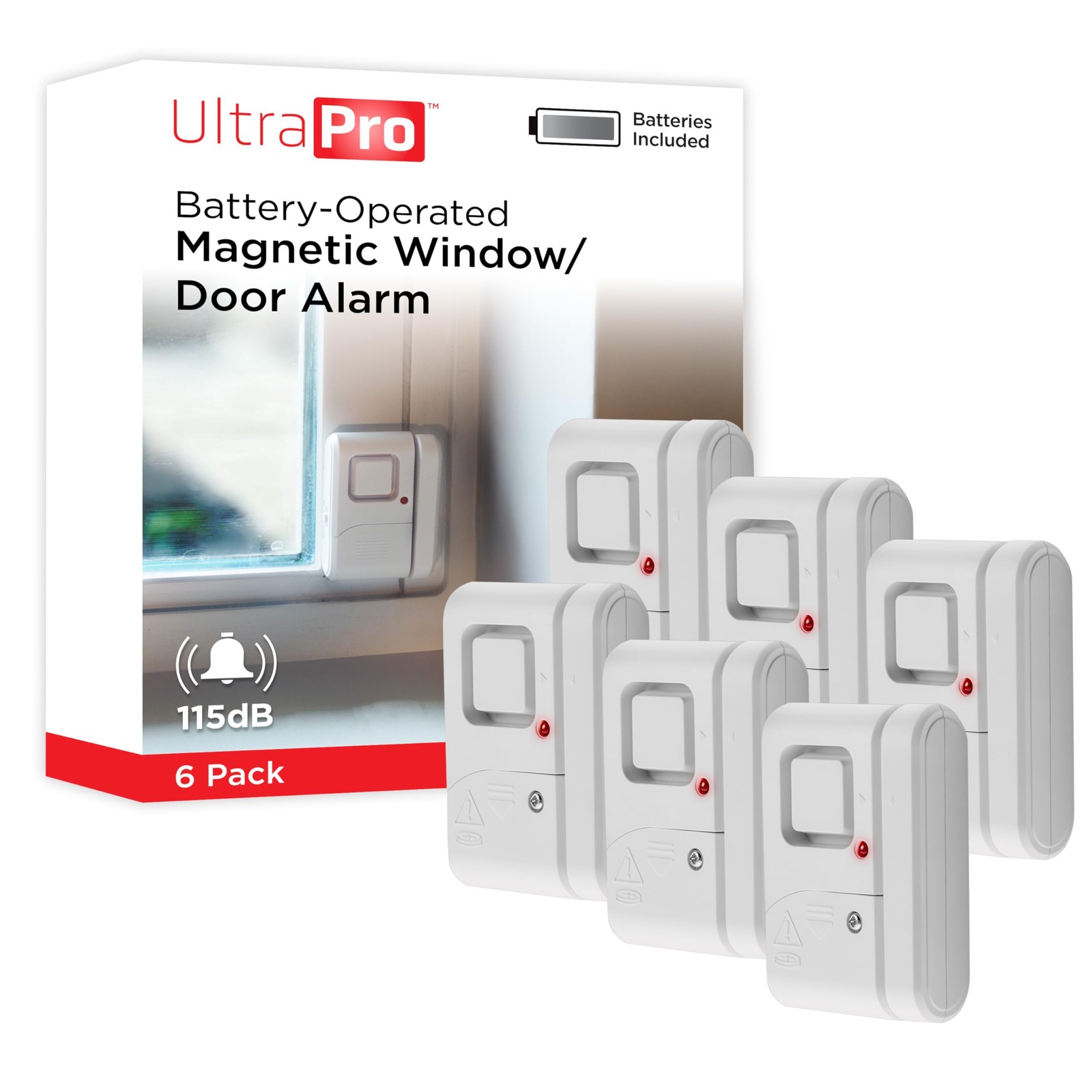 UltraPro Personal Security Window and Door Alarm, 6 Pack, DIY 6 White