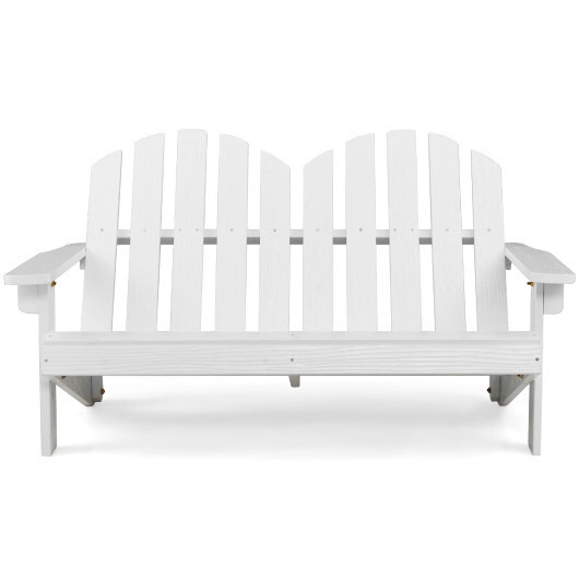 2 Person Adirondack Chair with High Backrest-White - Color: White