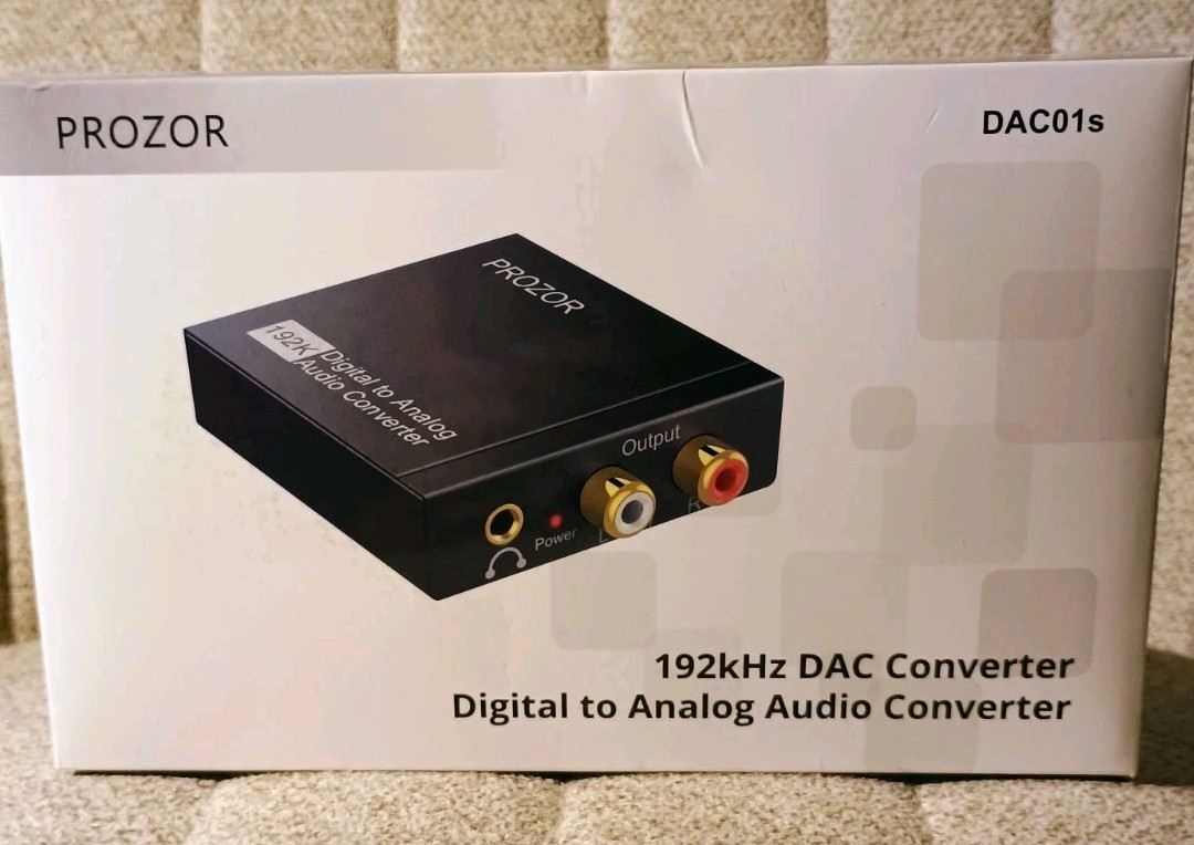 PROZOR DAC01s 192kHz Digital to Analog Audio Converter, Black, US Plug