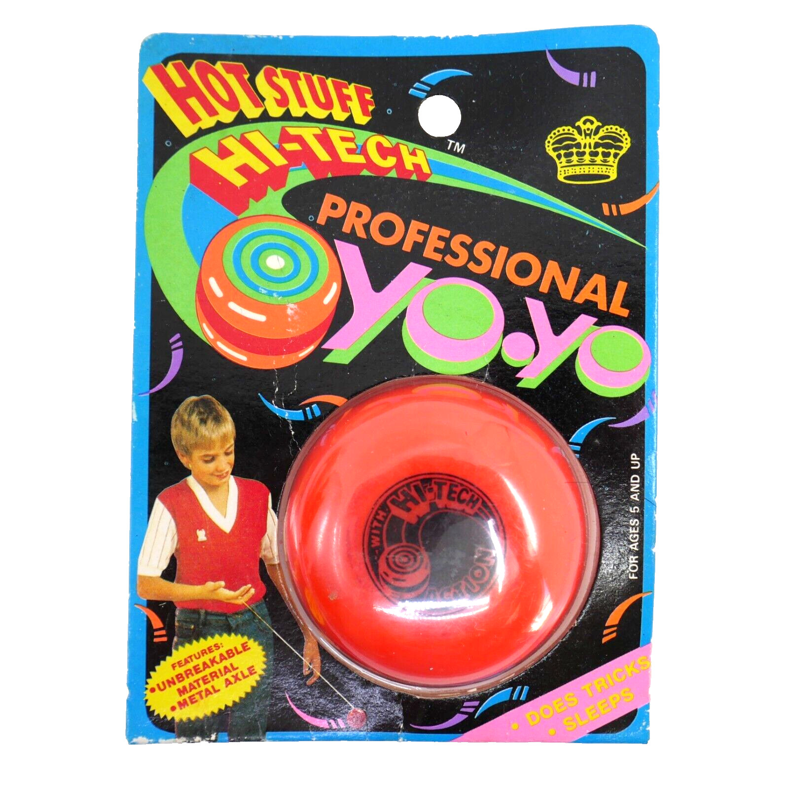 Vintage 90s Hot Stuff Hi Tech Professional Yo-Yo new neon package  orange