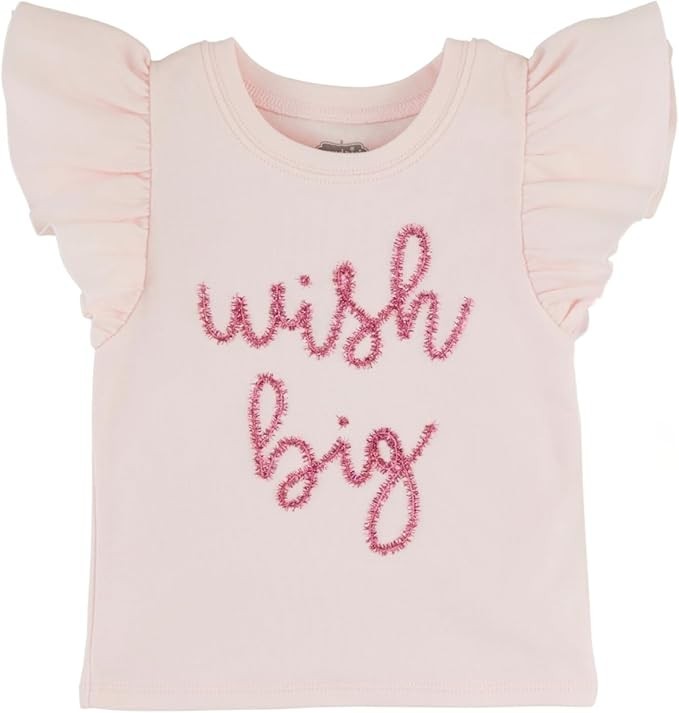 Mud Pie Toddler Girl Pink Birthday "Wish Big"  T-Shirt  Size Large (4T-5T) NEW