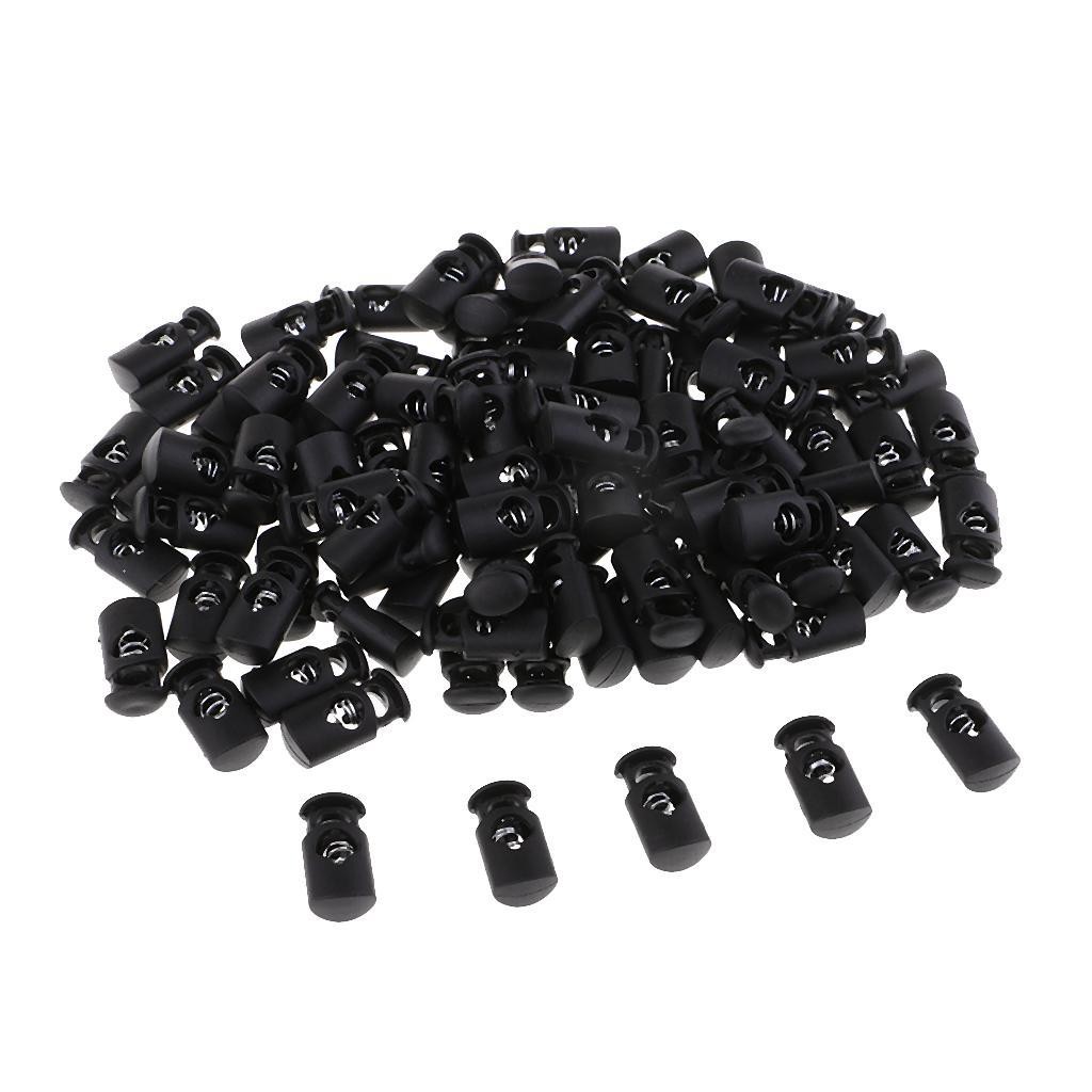 100pcs Useful Plastic Toggle Spring Clasp Stop Single Hole String Cord Locks