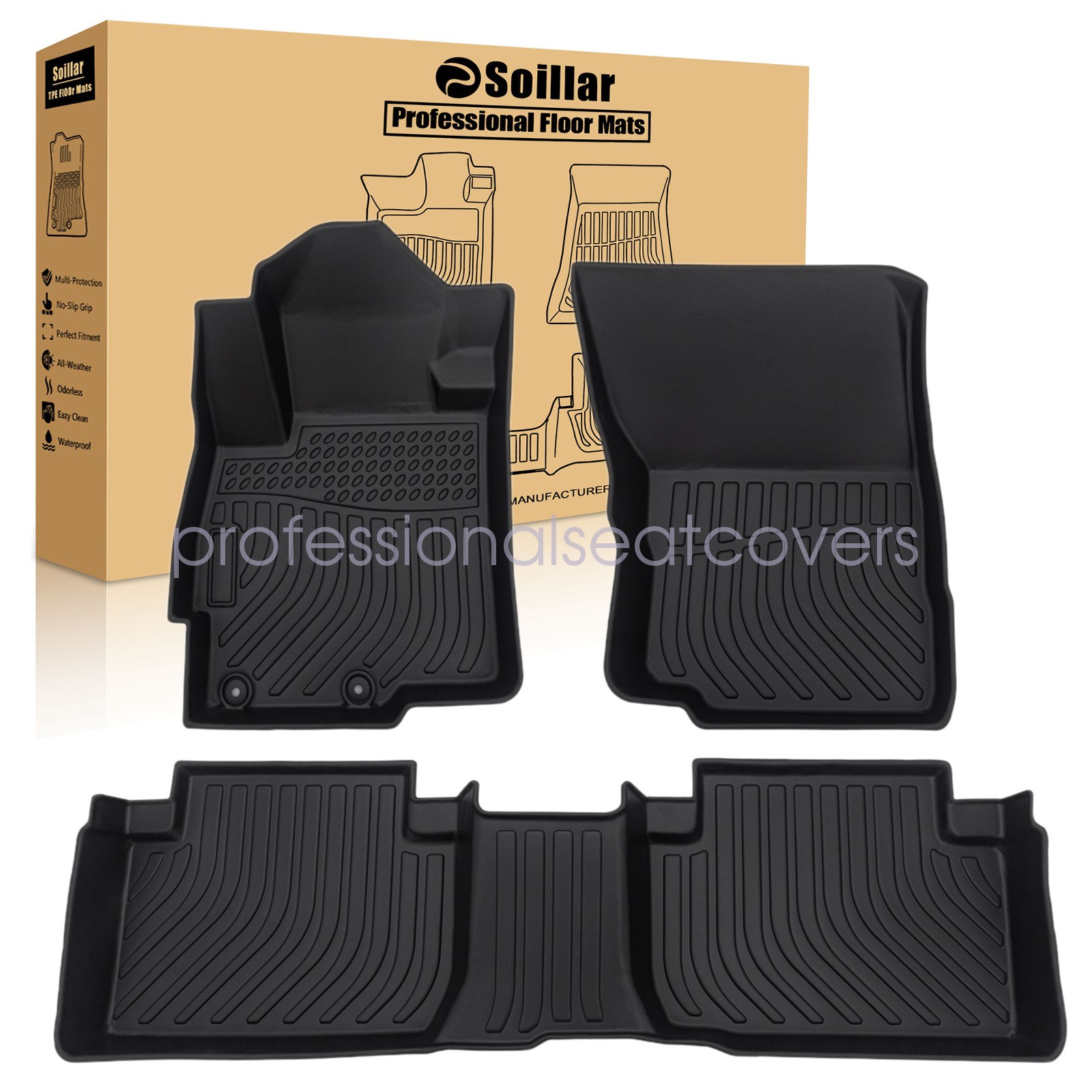 Fits 2018-2024 Mitsubishi Eclipse Cross TPE 3D Front & 2nd Row Floor Mats Liner
