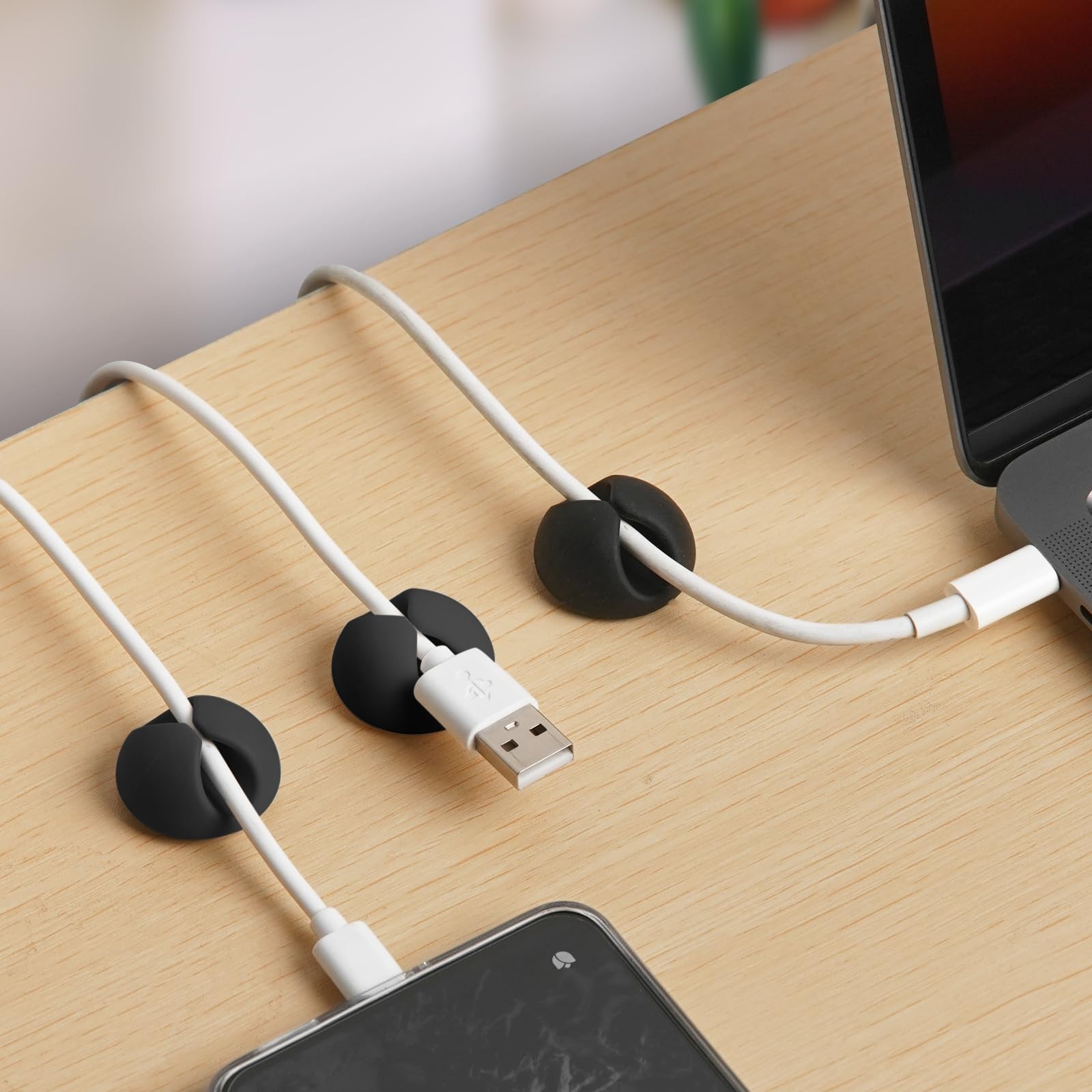 tifanso 6PCS Cable Clips Black - Adhesive Cord Holder Wire