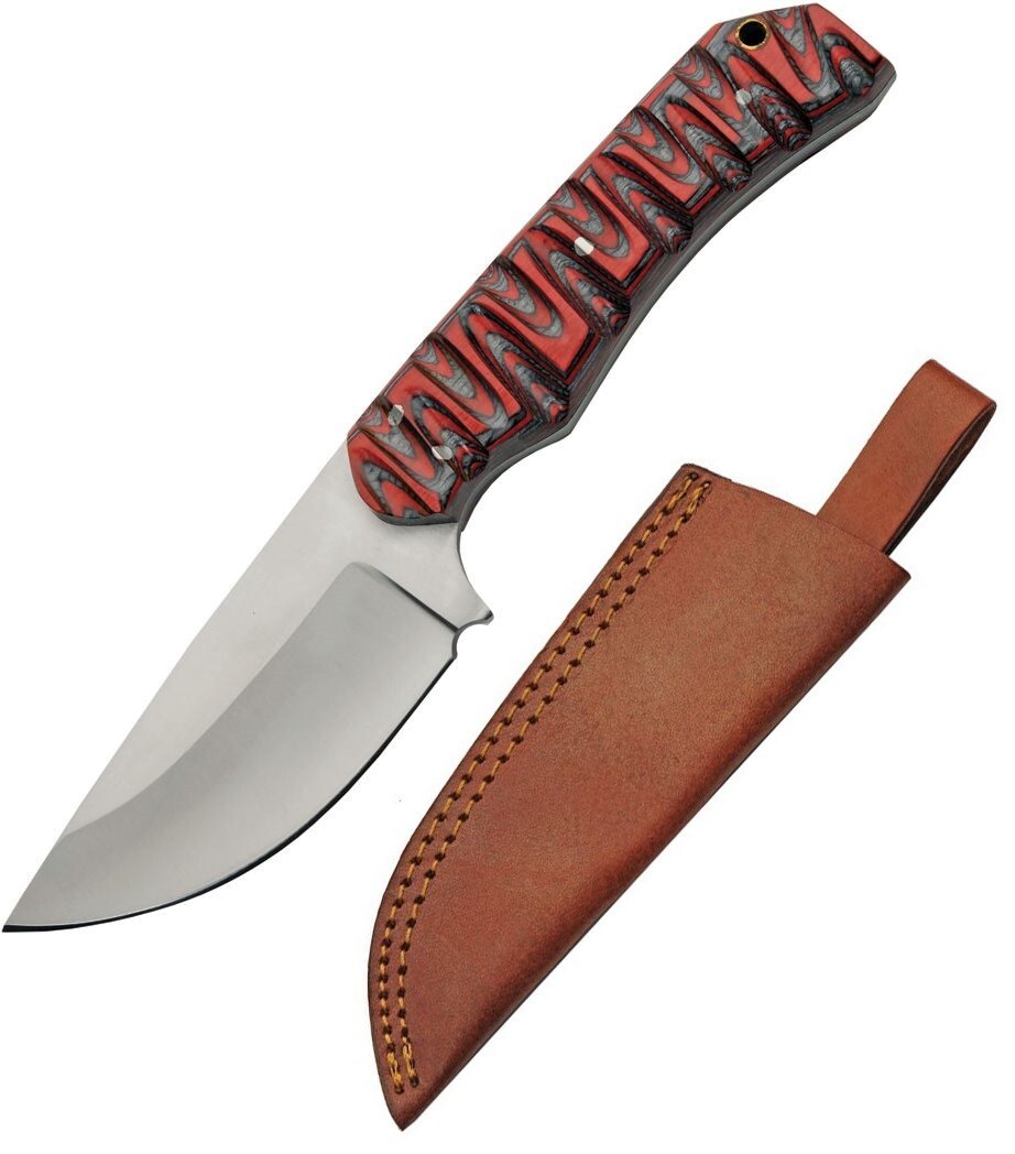 Fixed Knife 4" Stainless Steel Full Tang Skinner Blade Sculpted Pakkawood Handle