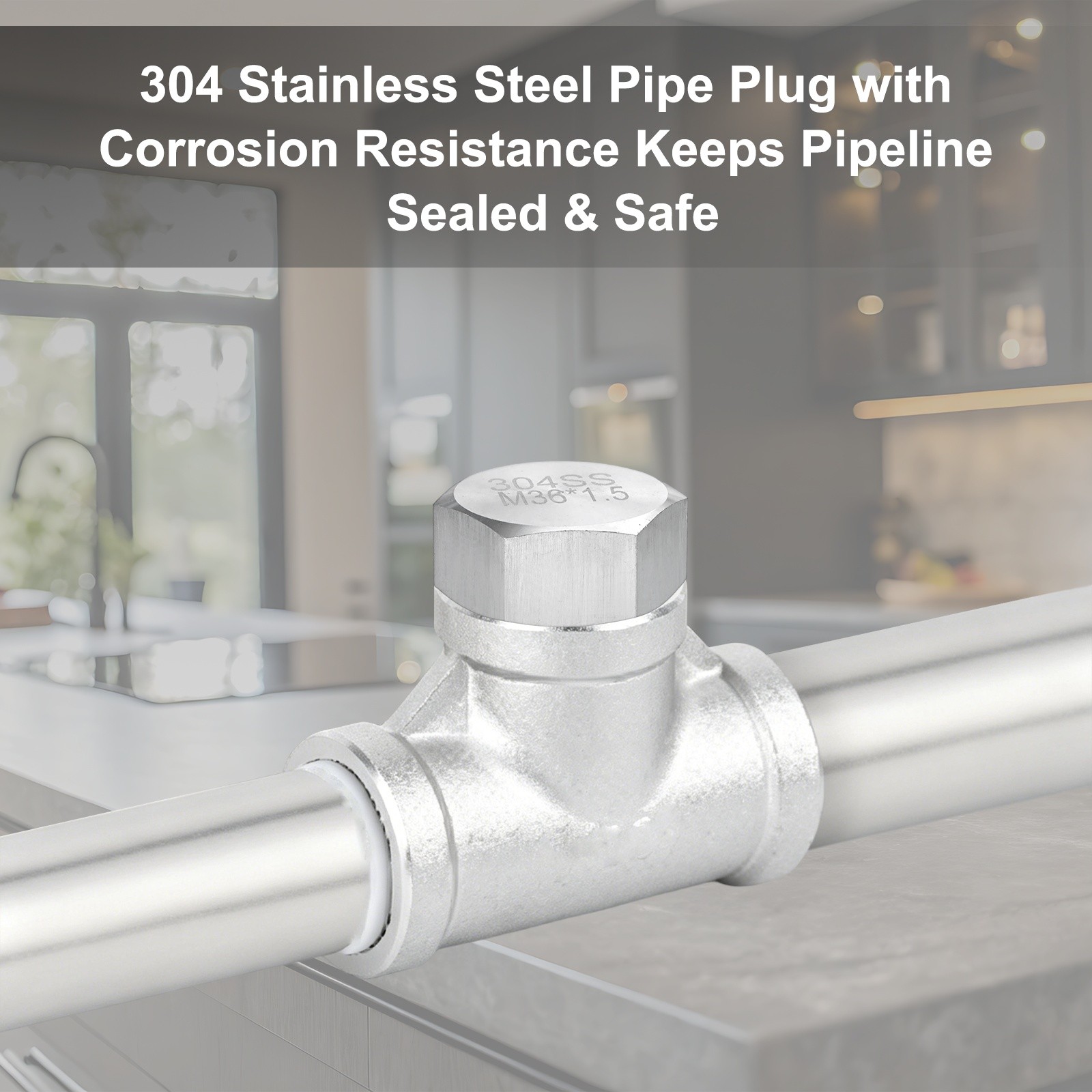 2-Pack Hex End Cap, M36*1.5 m Female Thread Pipe Fitting