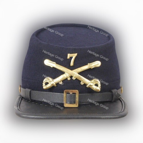 Confederate US Civil War Blue Union 7th Cavalry+Badges Kepi-All Sizes Available!