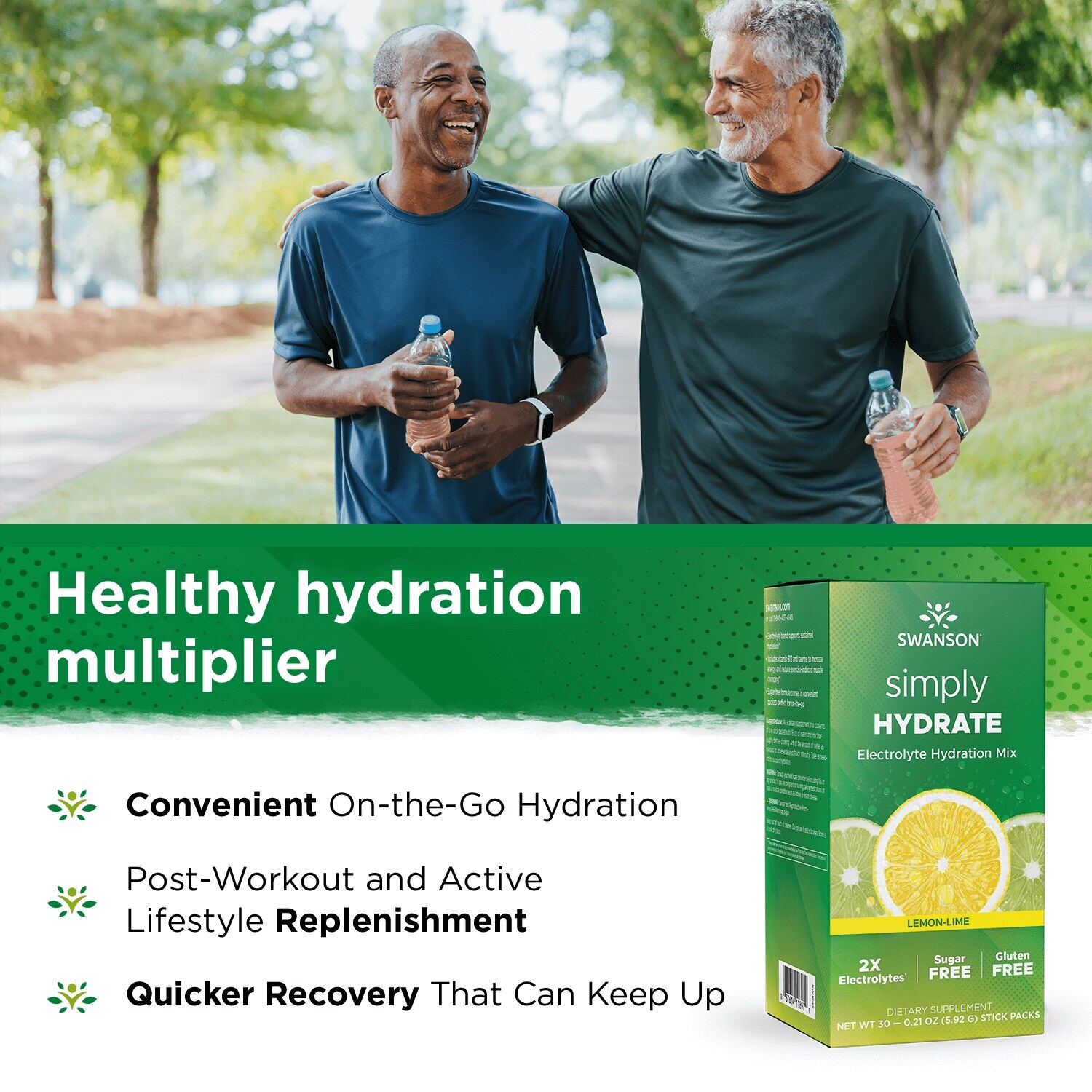 Swanson simply Hydrate Electrolyte Hydration Mix - Lemon-Lime 30 Pkts