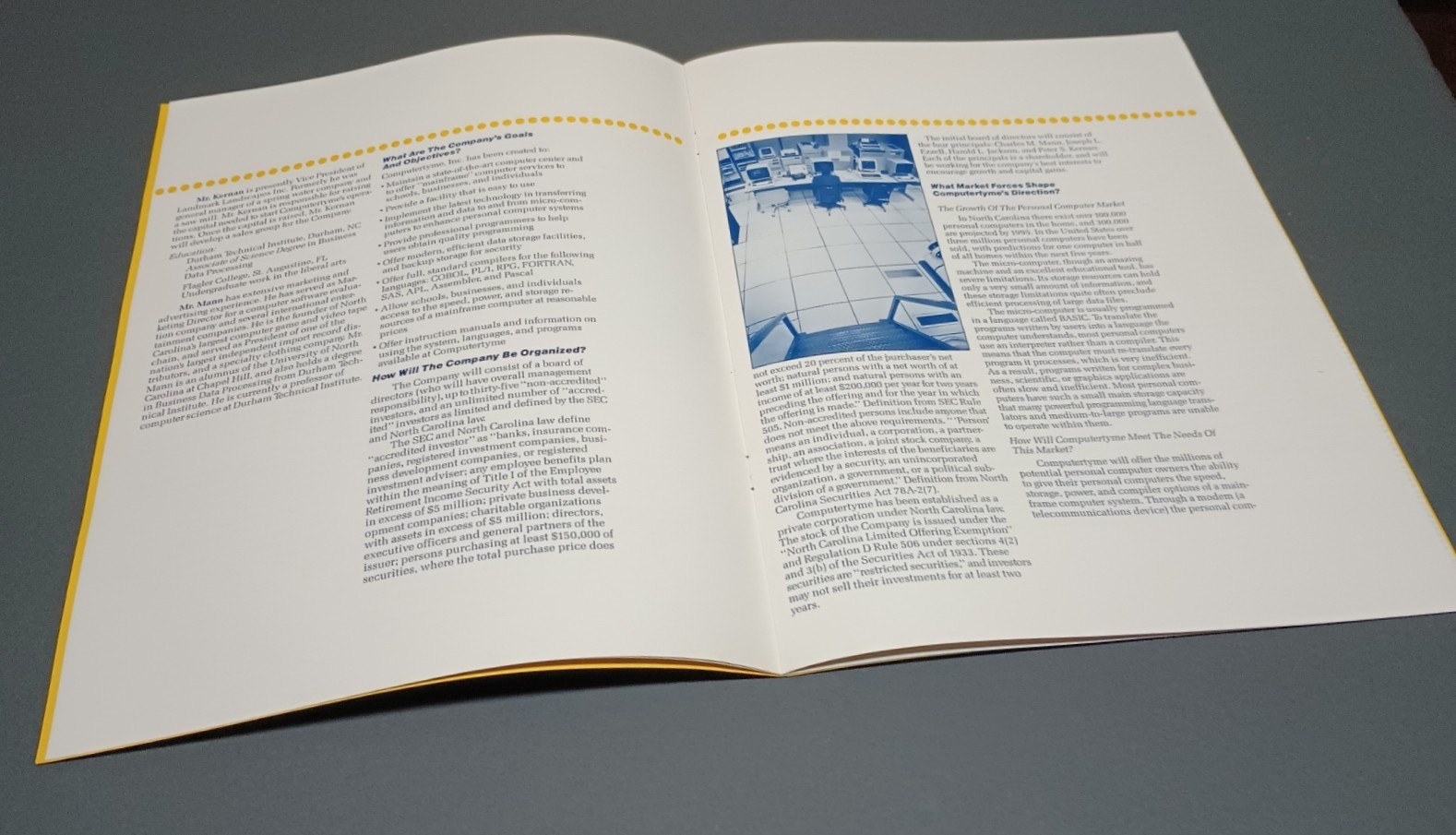 c1983 Business Plan Prospectus COMPUTERTYME Chapel Hill NC Mainframe Time-Share
