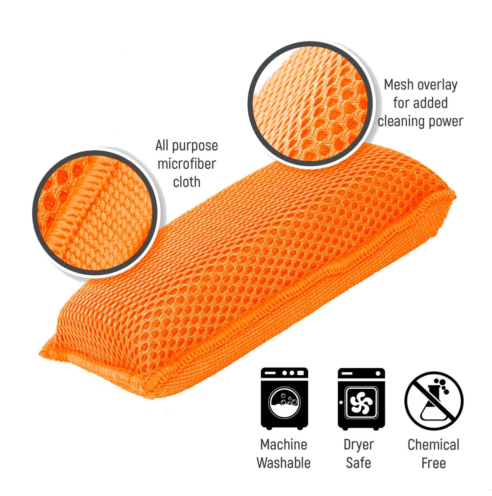 Commercial Miracle Microfiber Kitchen Sponge by Scrub-It - Large - Non-Scratc...