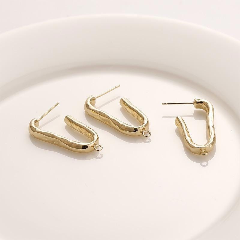 One Pair 14K Gold Plated Earrings Component, Minimalist Earrings Connector, U S