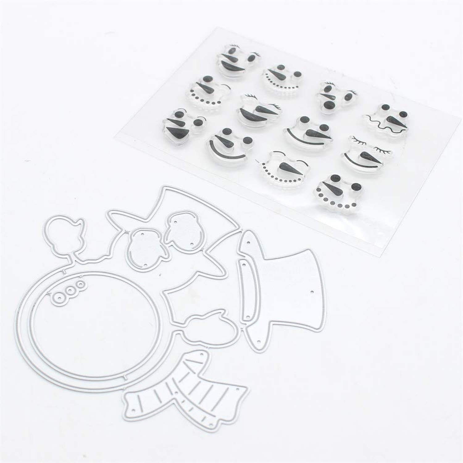 KSCRAFT Cute Snowman Shakers Stamp and Metal Cutting Dies for DIY Scrapbookin...
