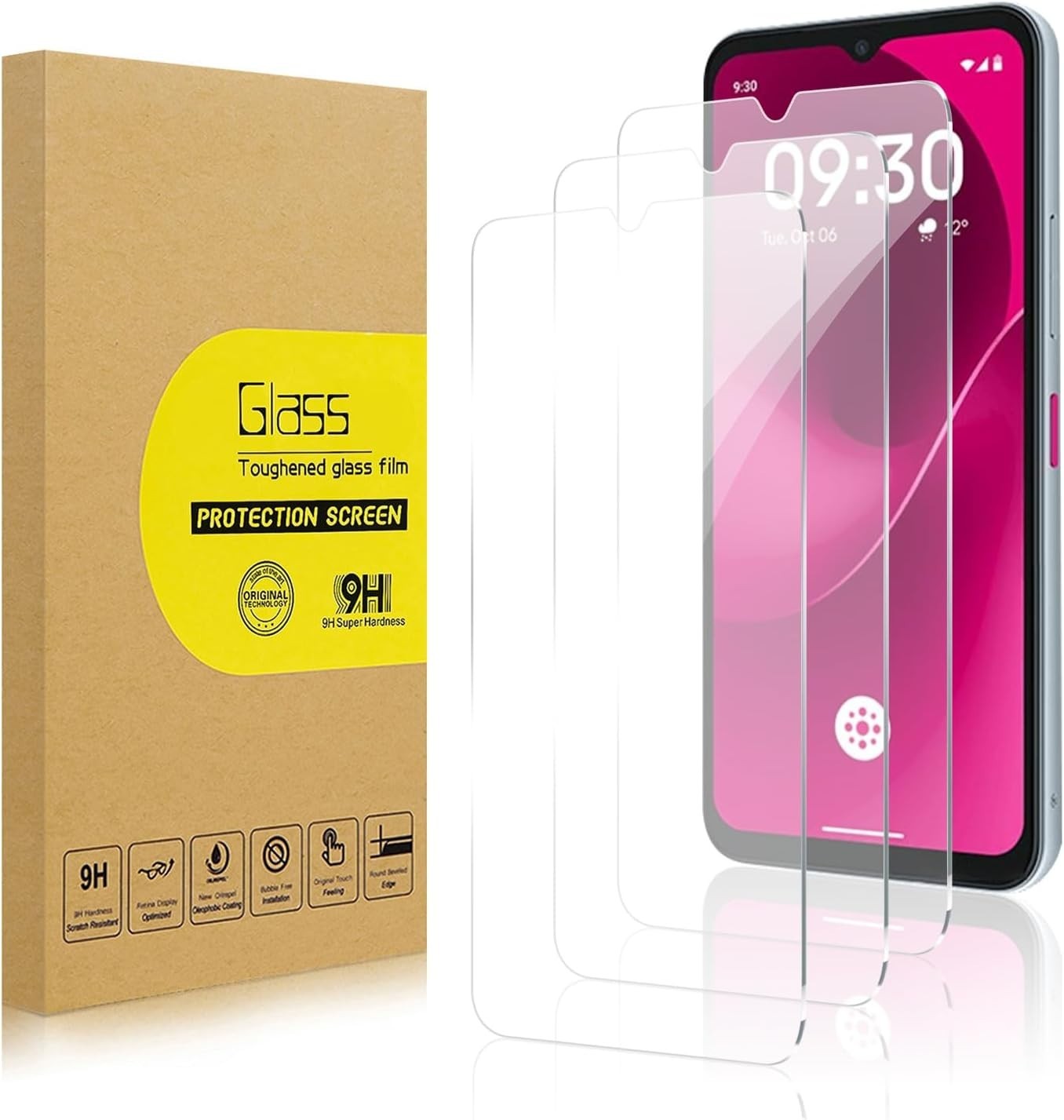 3-Pack Ultra Clear Tempered Glass Screen Protector For T-MOBILE REVVL 8 5G