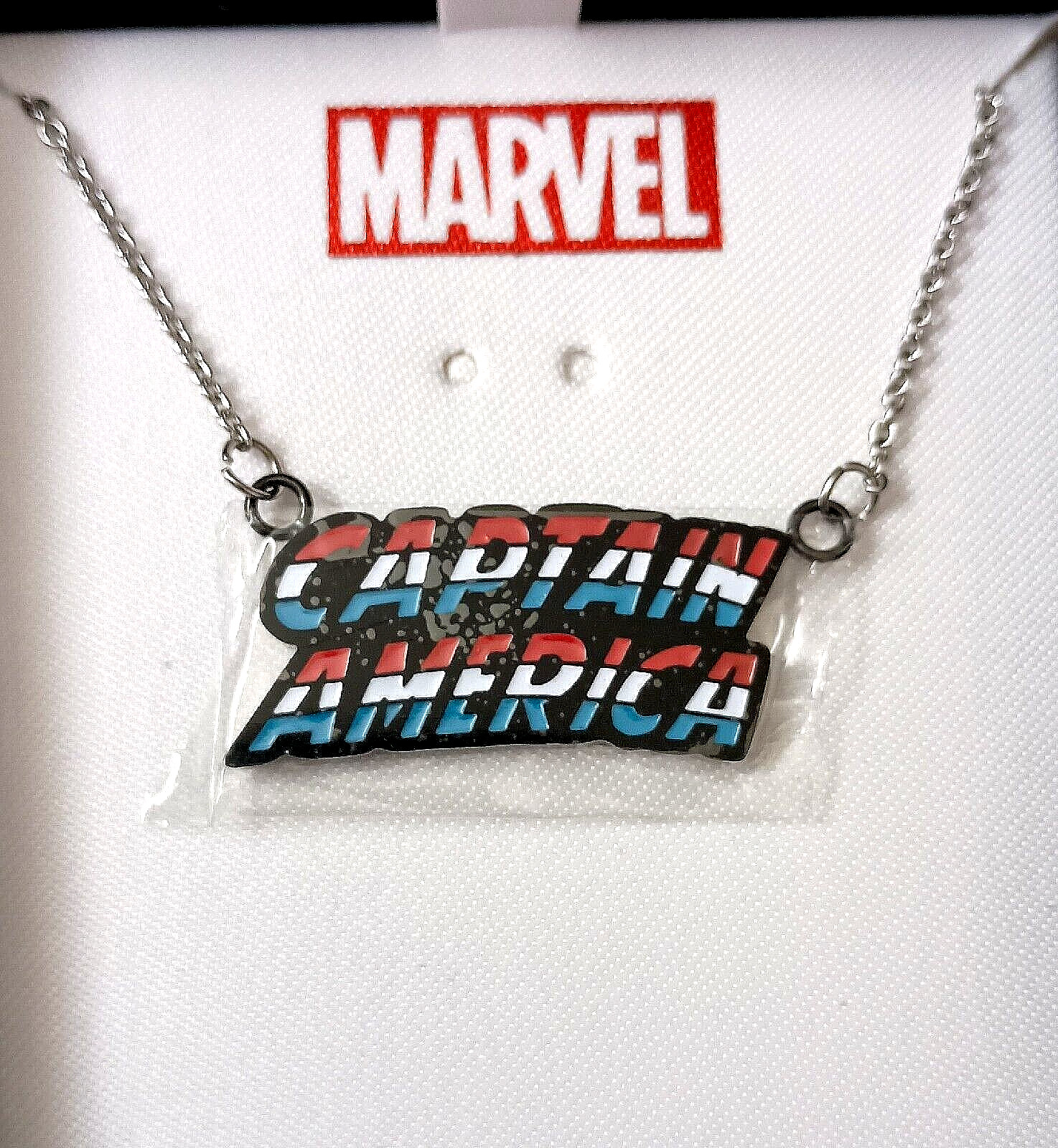 Marvel Captain America Red White Blue Logo Necklace Pendant New Box NOS 2018