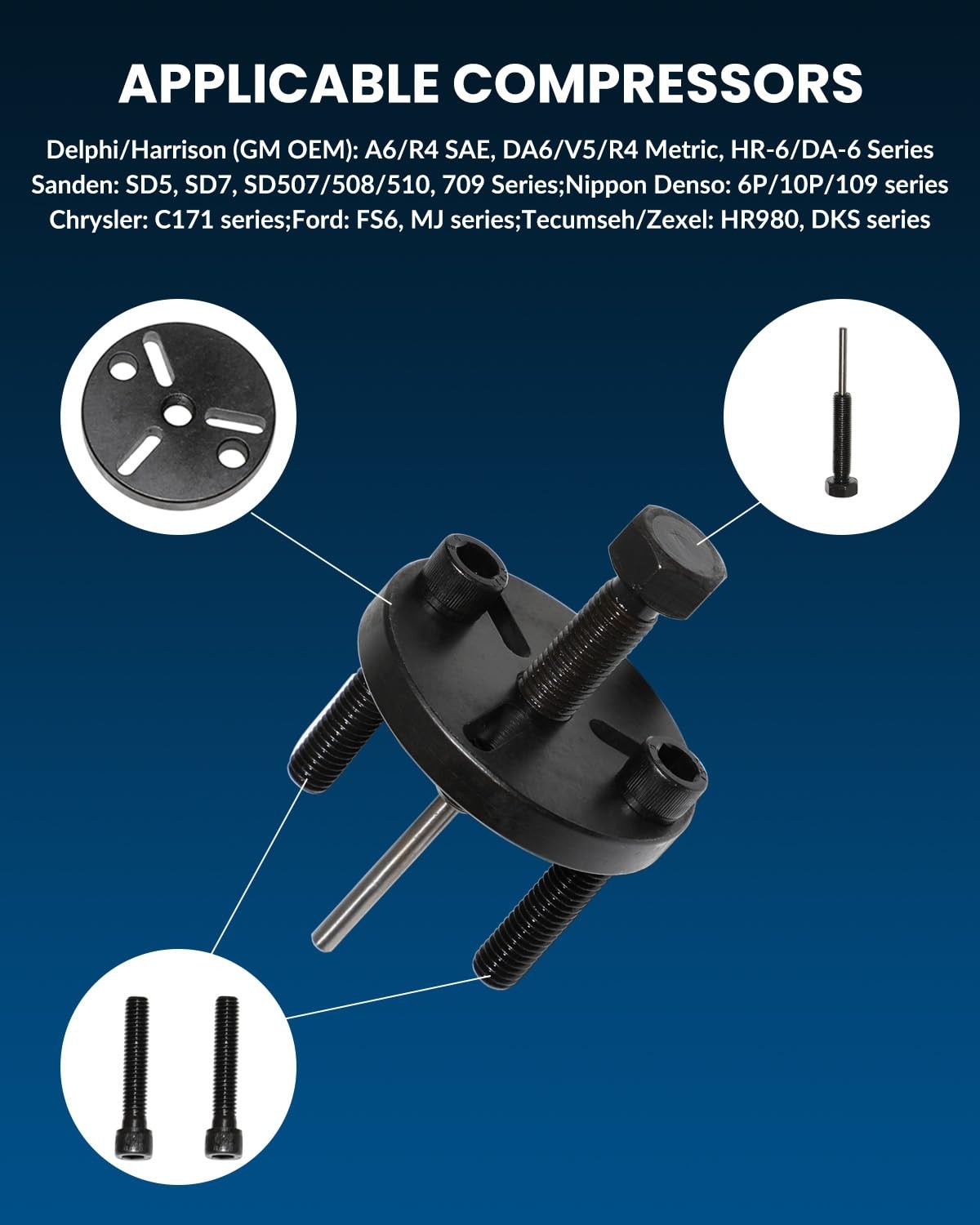 Air Conditioner Clutch Holding Tool Set A/C Compressor Remove Install...