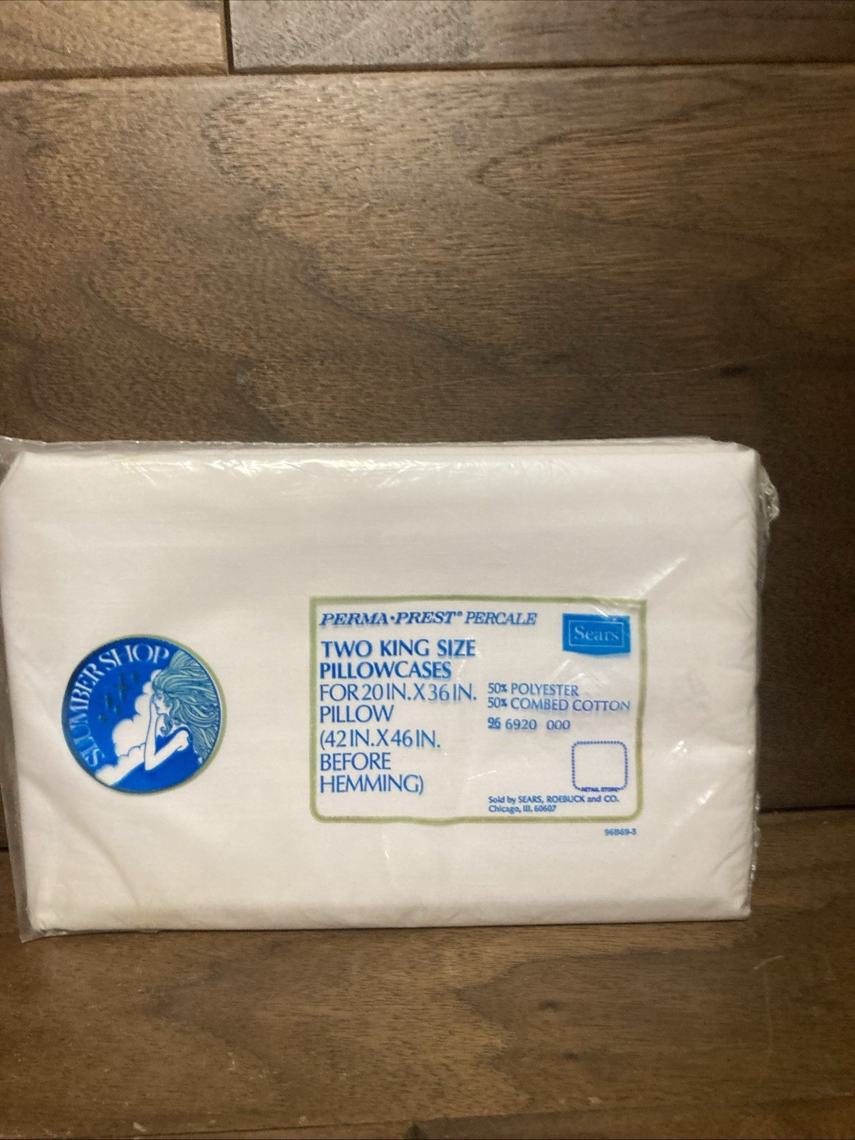 NOS SEARS Slumber Shop Two King Pillowcases #6920 White 20” X 36”