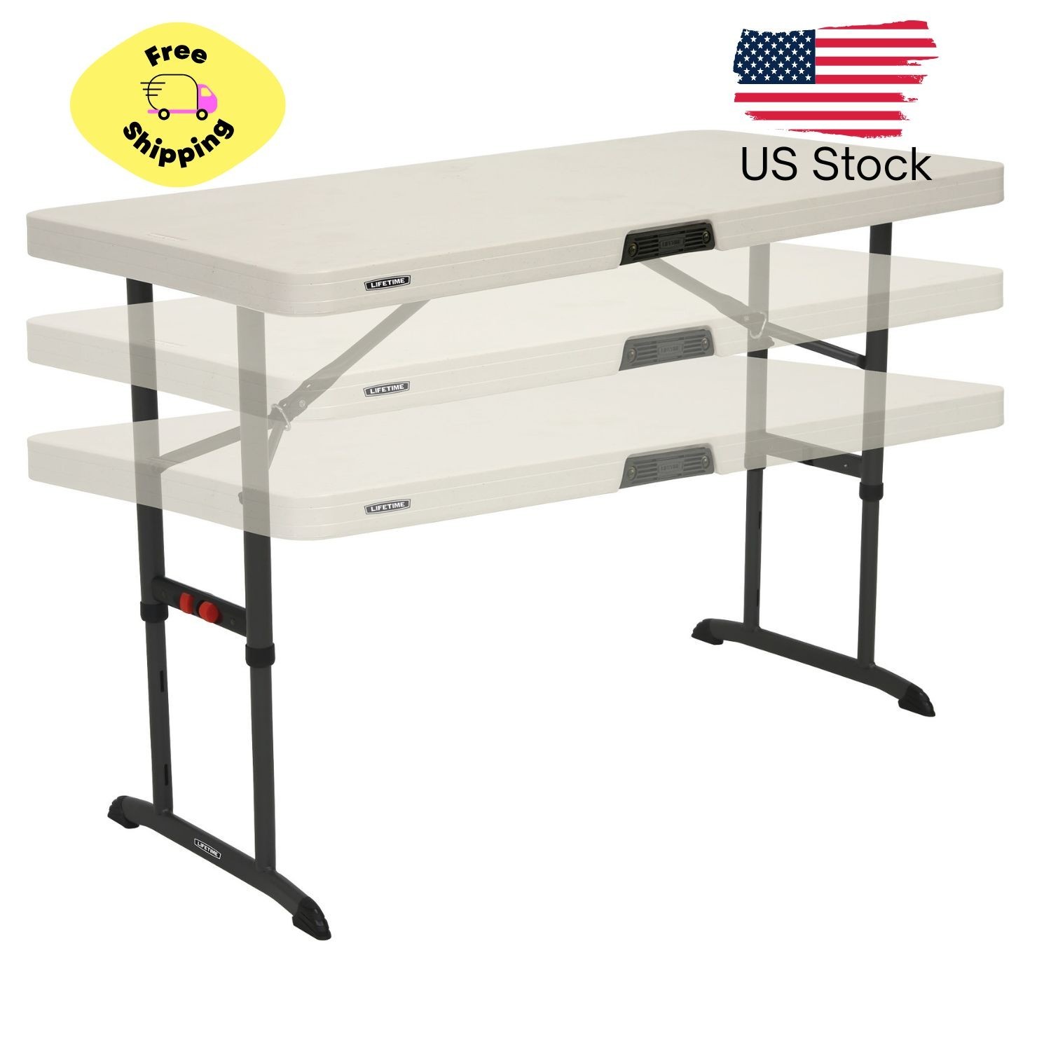4 Foot Rectangle Folding Table Indoor/Outdoor Commercial Grade, Almond