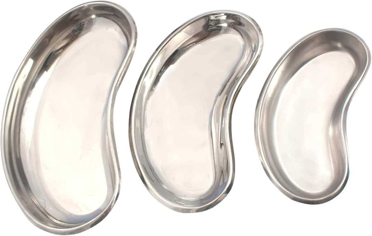 Set of 3 Kidney Tray Dish 6",8",10" Stainless Steel Dental Surgical Instruments