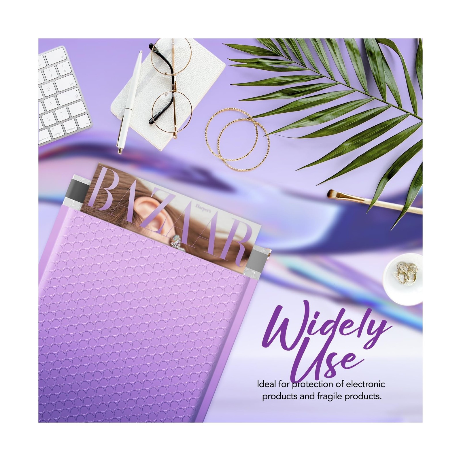 Fuxury 40 Pack Thick Bubble Mailers 8.5x12” Gradient Purple Bubble Envelop