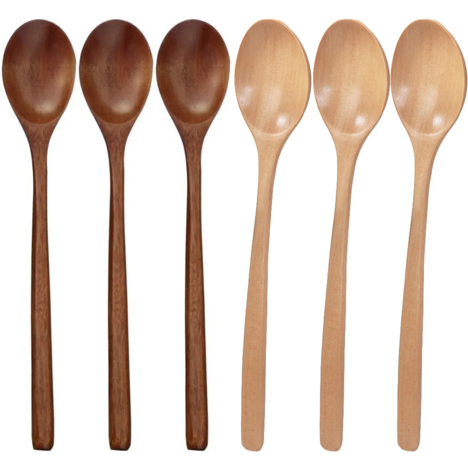 6 Piece Wooden Spoon Bamboo Kitchen Korean Style 9 '' Inch Natural Wood Soup Tab