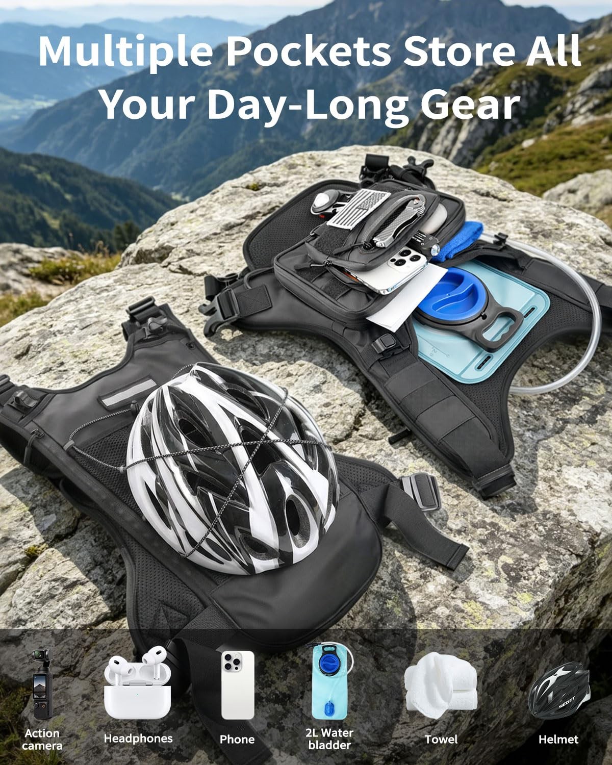 Hydration Vest for Running - Lightweight Chest Pack with 2L Water Bladder - L...