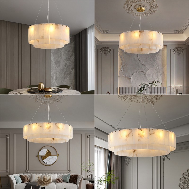 Alabaster Pendant Light Hotel Copper Lights Ceiling Lamp Large Chandelier