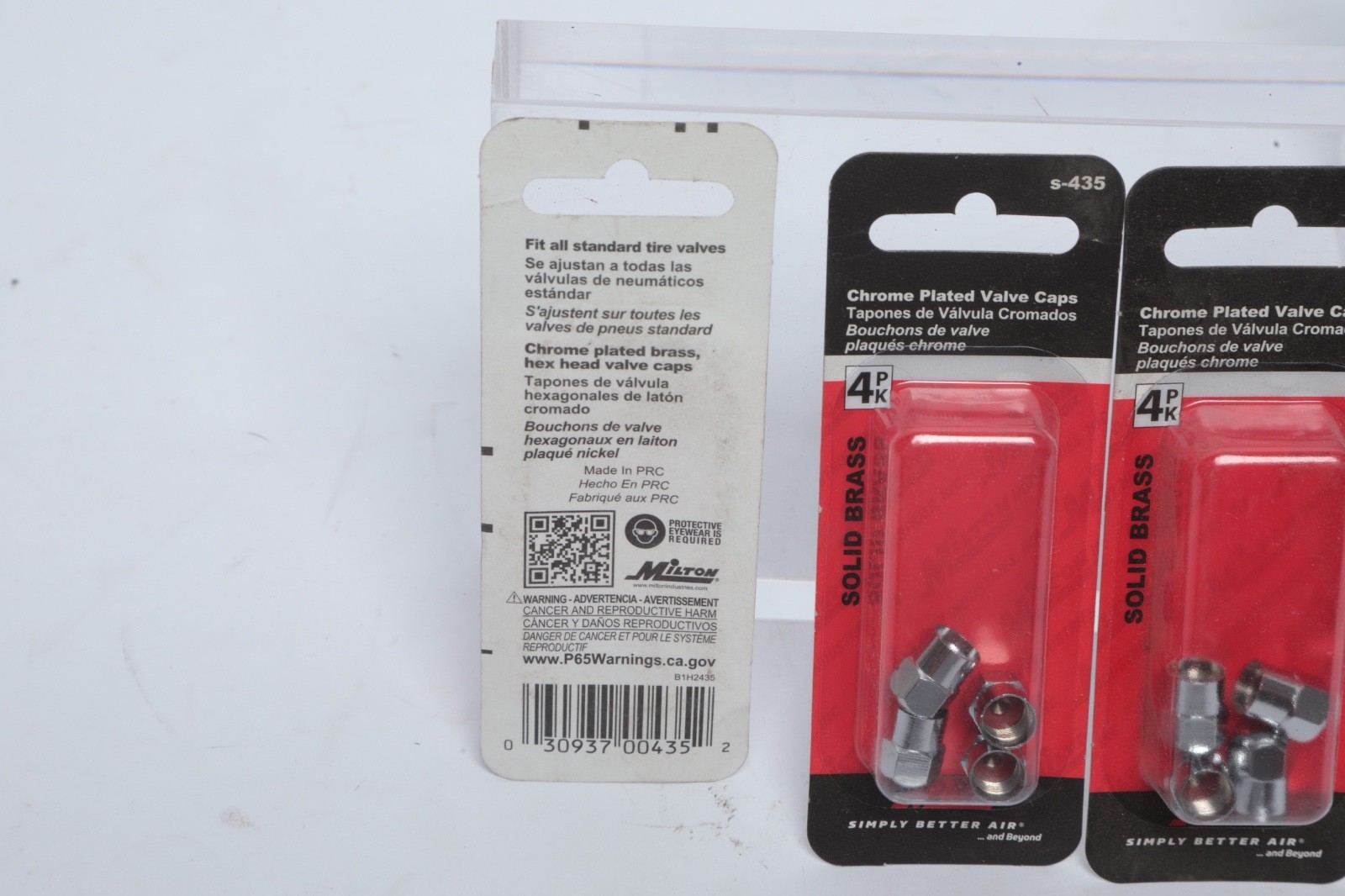4 Milton S-435 Chrome Plated Valve Caps 4 Pack