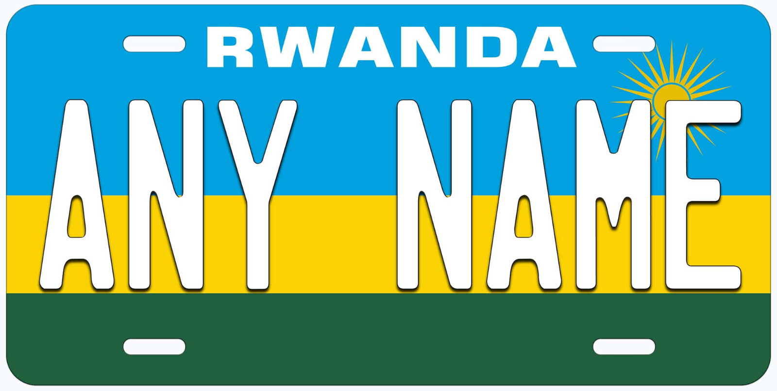 Rwanda Flag Any Name Personalized Novelty Car License Plate