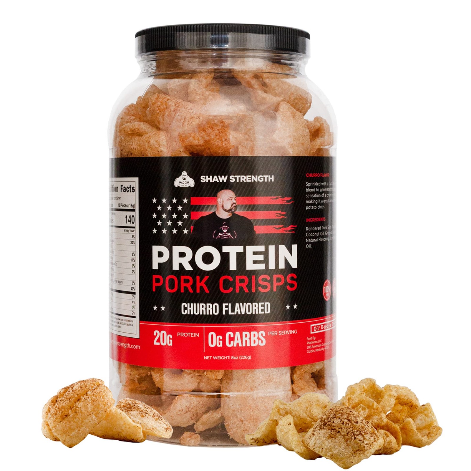Shaw Strength Protein Pork Rinds (Churro, 8Oz) Developed for World’s Stronges...