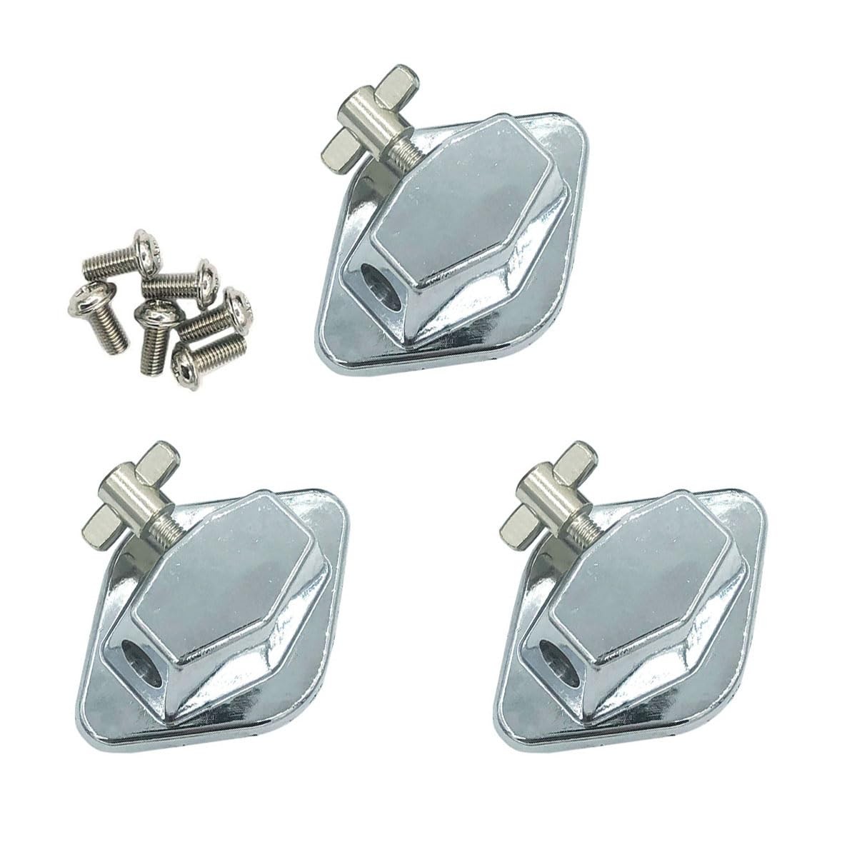 TUOREN 3 Pack Floor Tom Leg Mount Bracket with Screws Metal Silver