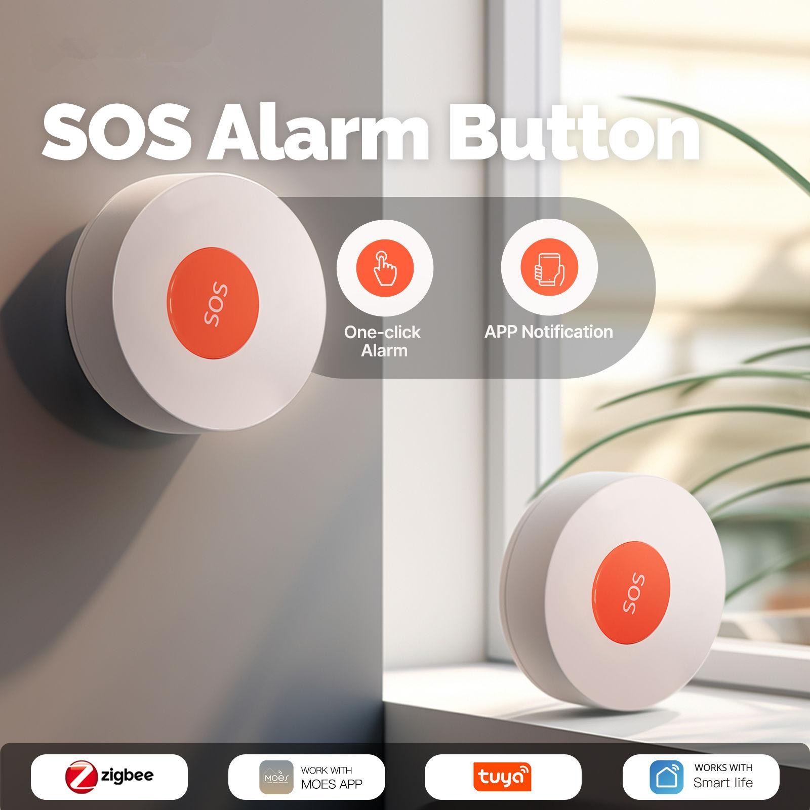 Tuya ZigBee SOS Button Sensor Alarm Elderly Children Life App Remote Control