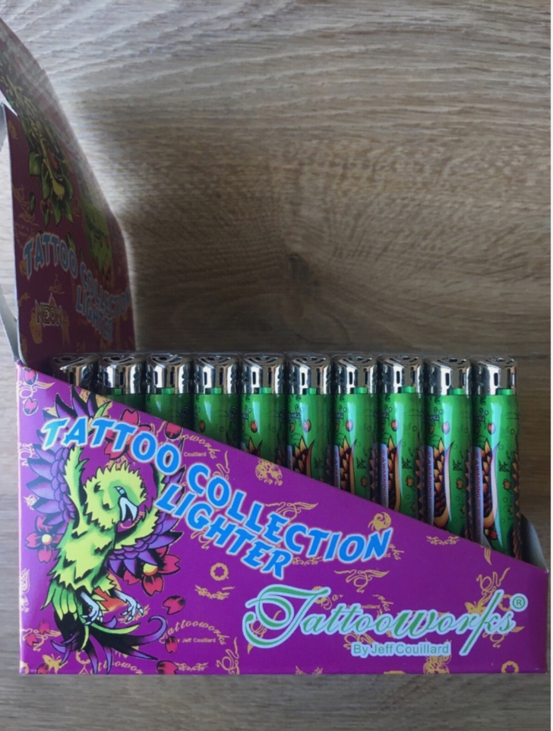 Neon Tattooworks Lighters Assorted Designs 50 Count Pack