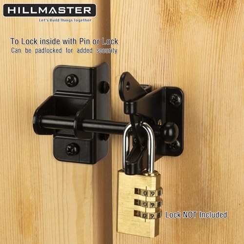 HILLMASTER Self Locking Gate Latch for Wooden Fence—Heavy Duty Finger Pull